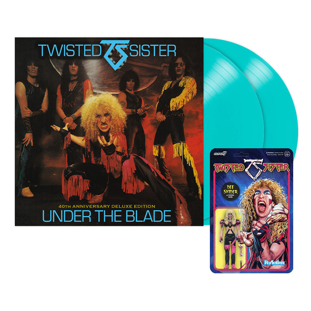 TWISTED SISTER ‘UNDER THE BLADE’ 40TH ANNIVERSARY 2LP (Limited Edition, Turquoise Vinyl) + DEE SNIDER REACTION FIGURE BUNDLE