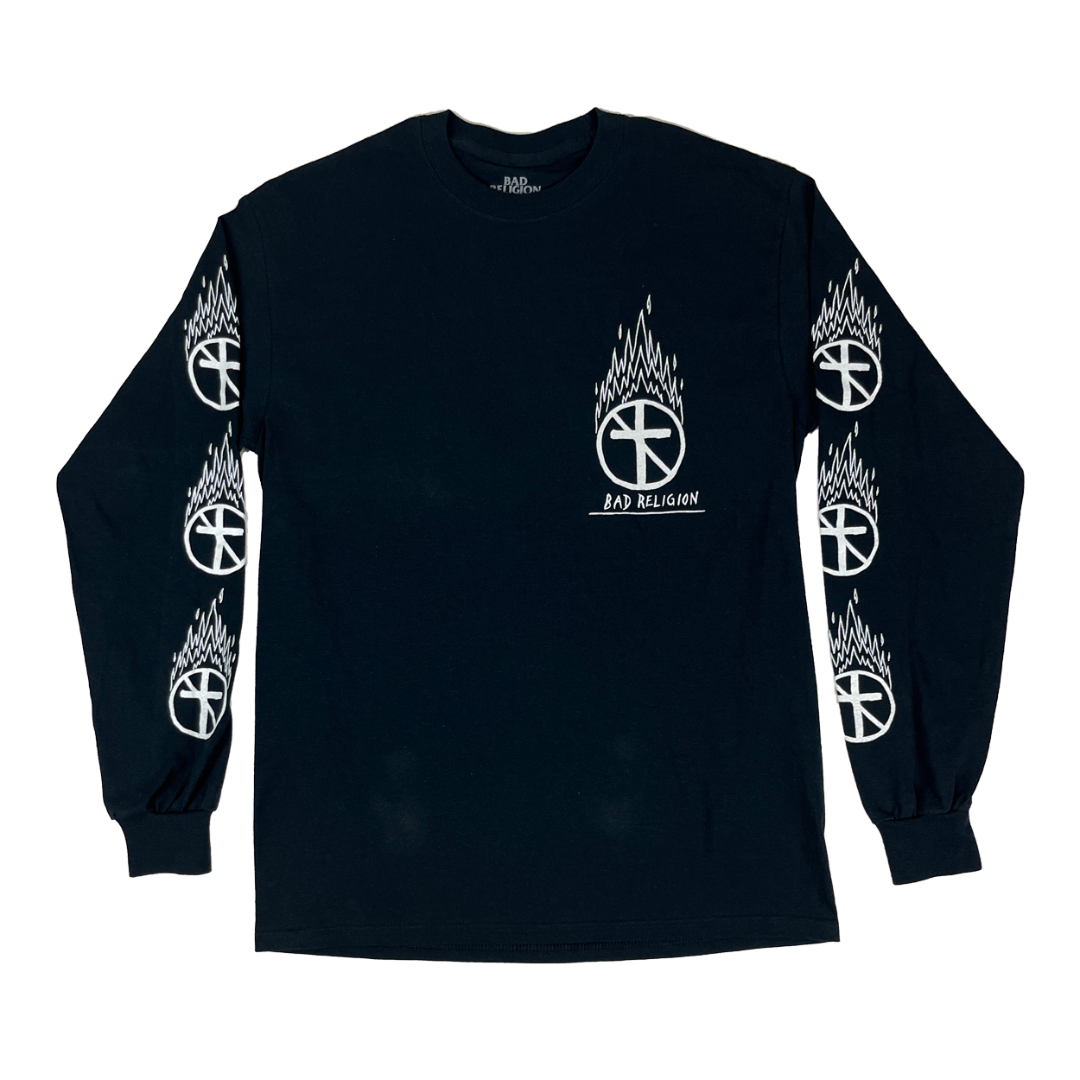 BAD RELIGION 'BLACK FLAME CROSS' LONG SLEEVE