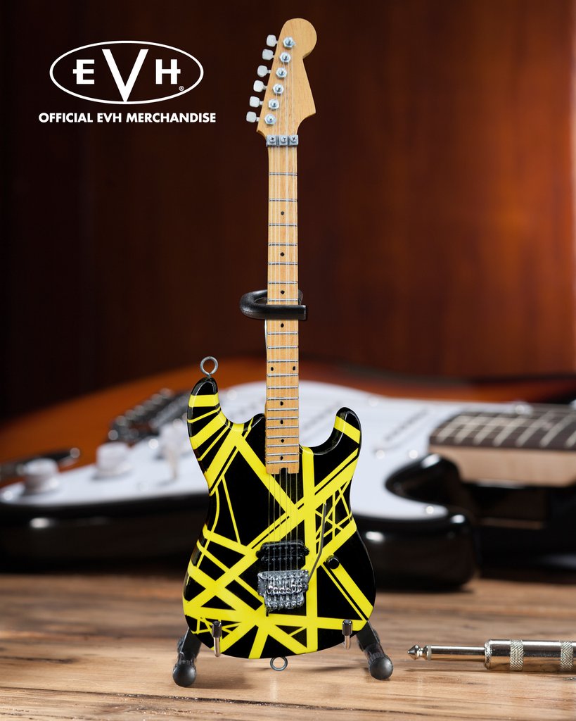 EDDIE VAN HALEN - BLACK & YELLOW MINI GUITAR